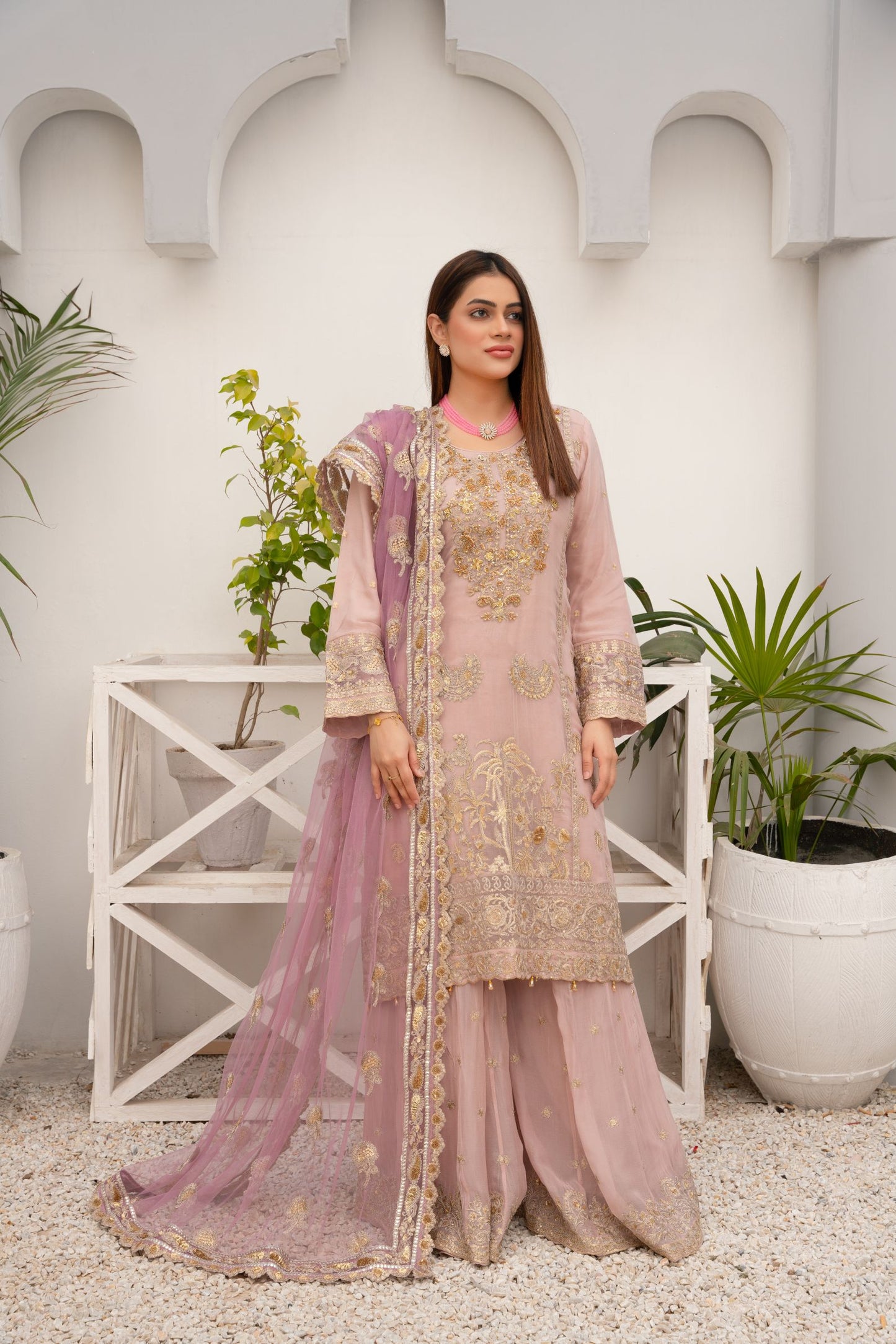 ZOON- Chiffon Shirt Sharara And Dupatta ZC-2225