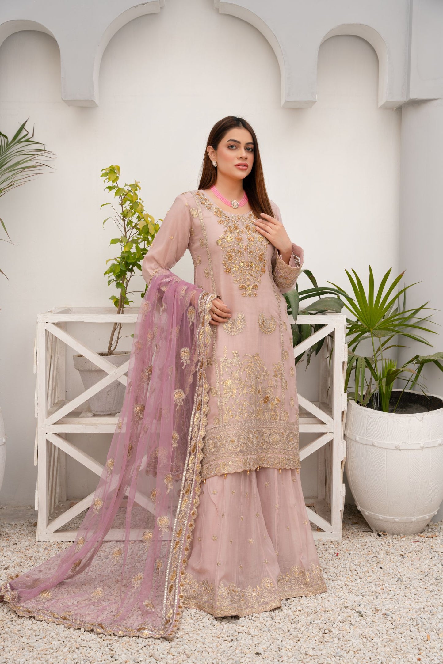 ZOON- Chiffon Shirt Sharara And Dupatta ZC-2225