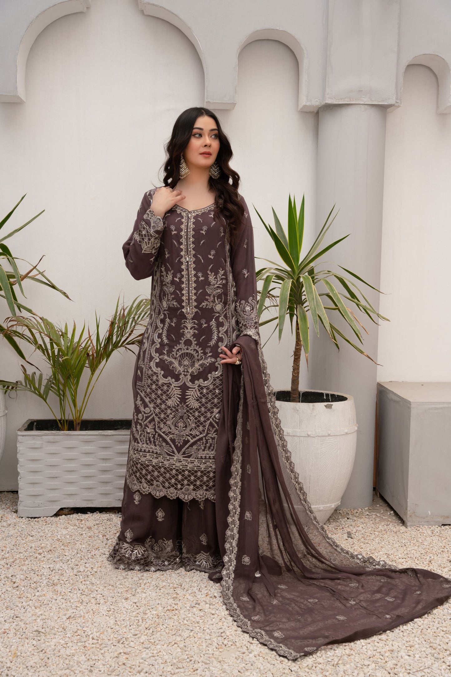 ZOON- Chiffon Shirt Sharara And Dupatta ZC-223