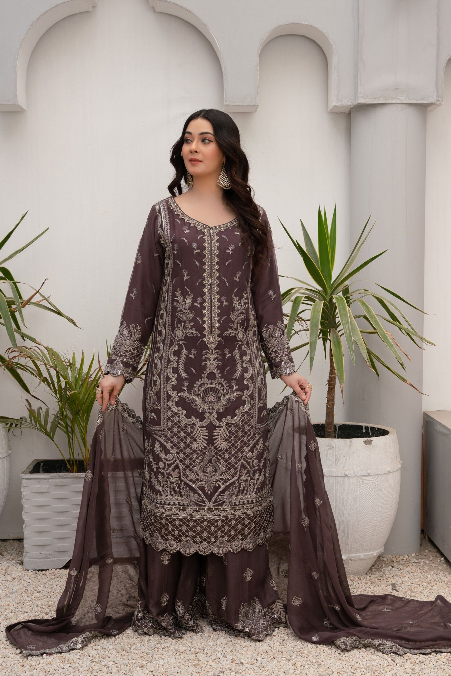 ZOON- Chiffon Shirt Sharara And Dupatta ZC-223