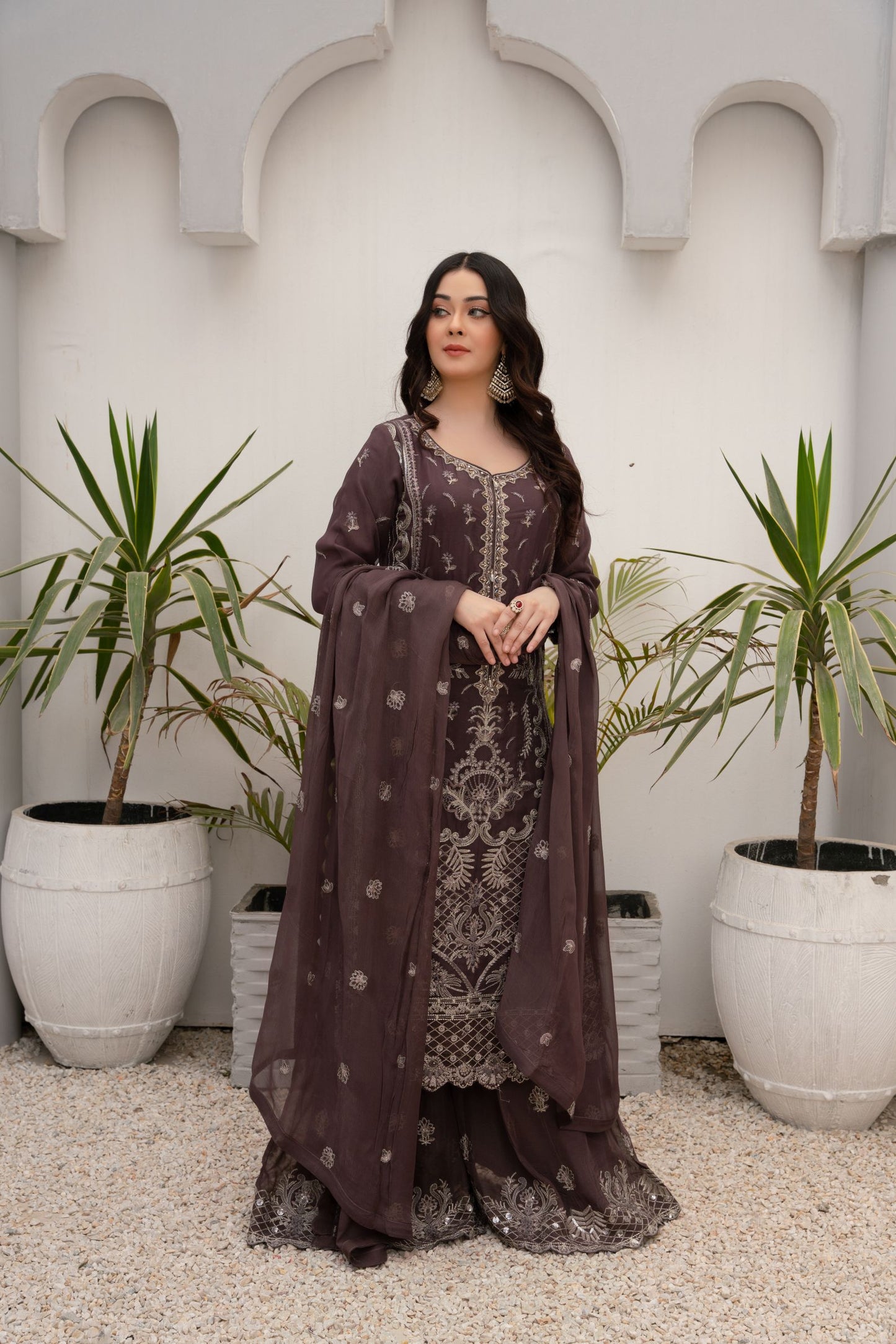 ZOON- Chiffon Shirt Sharara And Dupatta ZC-223