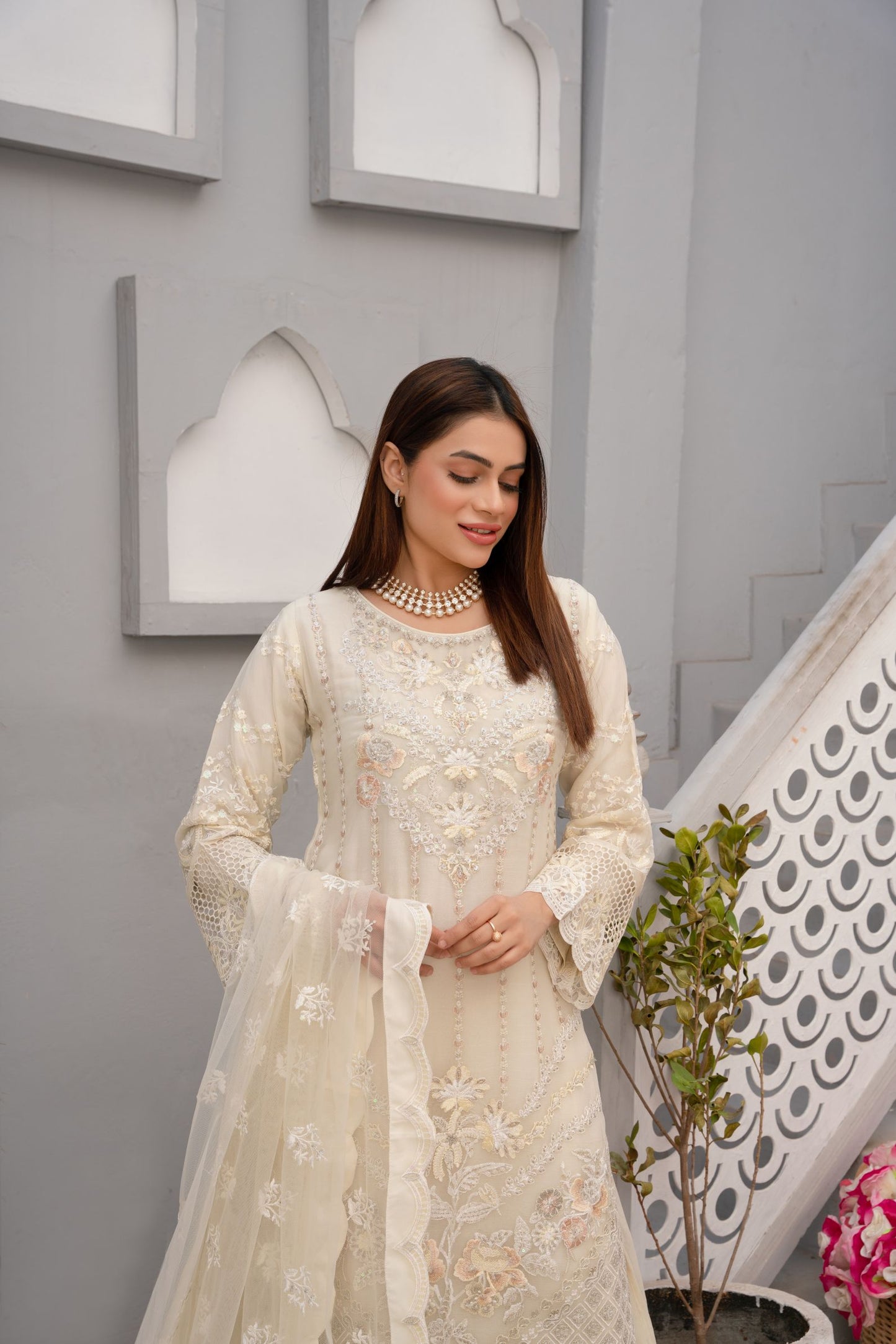 ZOON- Chiffon Shirt Sharara And Dupatta ZC-2223