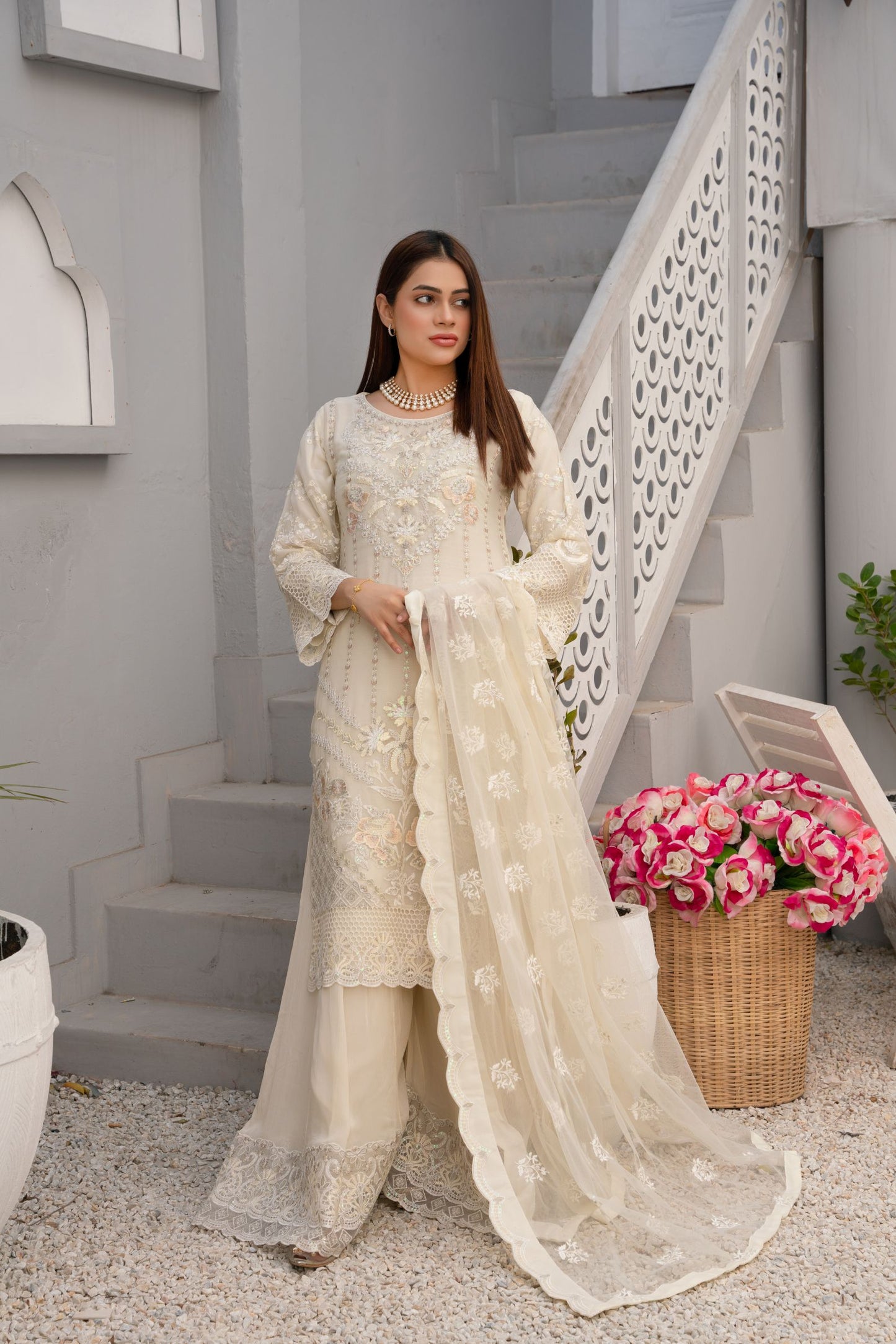 ZOON- Chiffon Shirt Sharara And Dupatta ZC-2223