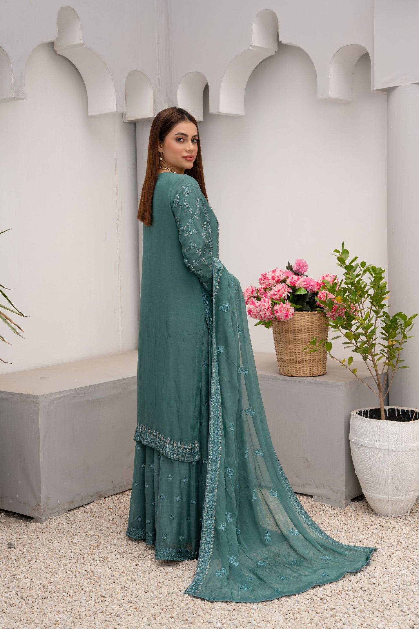 ZOON- Chiffon Shirt Sharara And Dupatta ZC-2229G