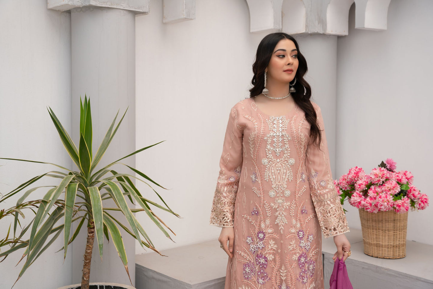 ZOON- Chiffon Shirt Sharara And Dopata ZC-2251