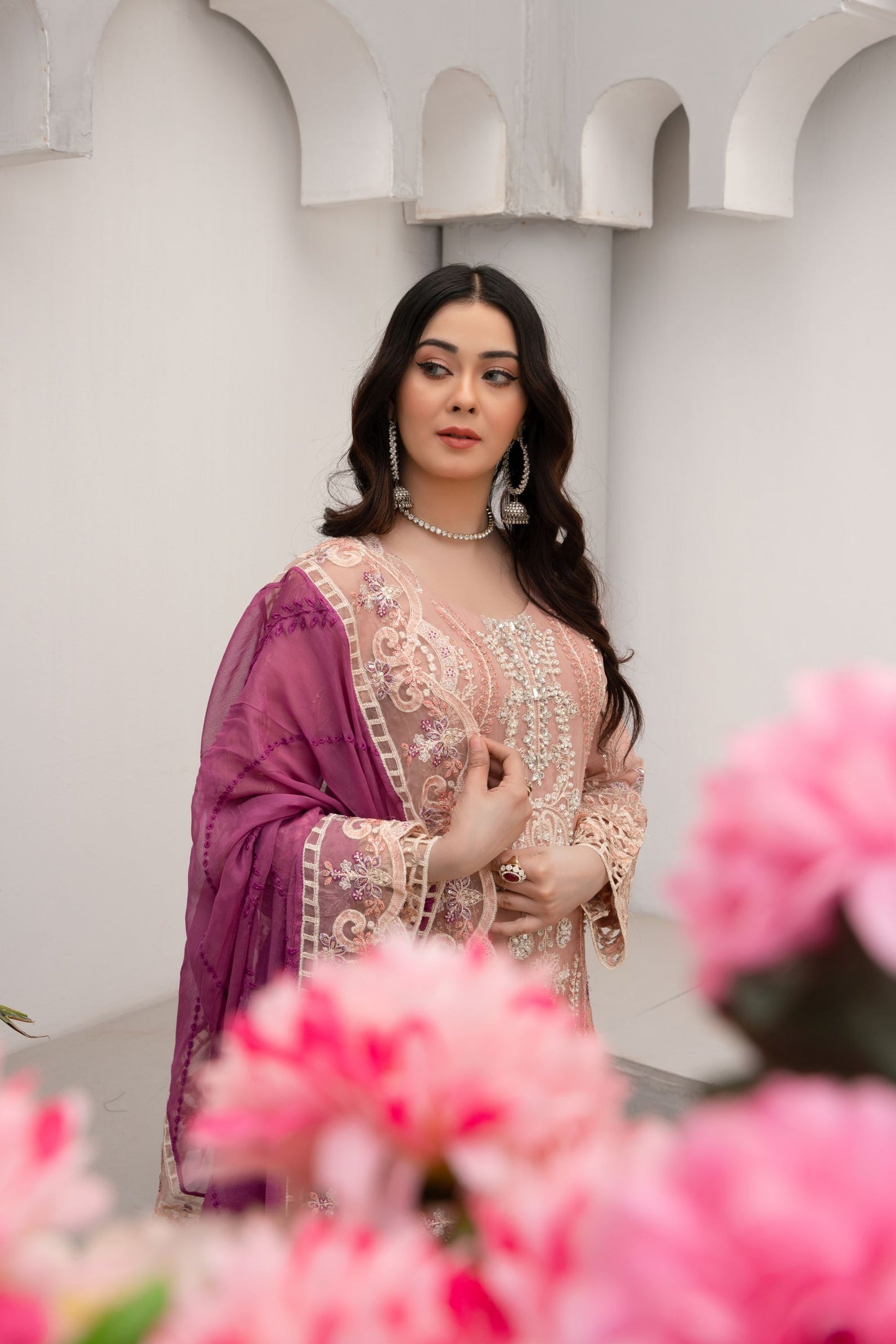 ZOON- Chiffon Shirt Sharara And Dopata ZC-2251