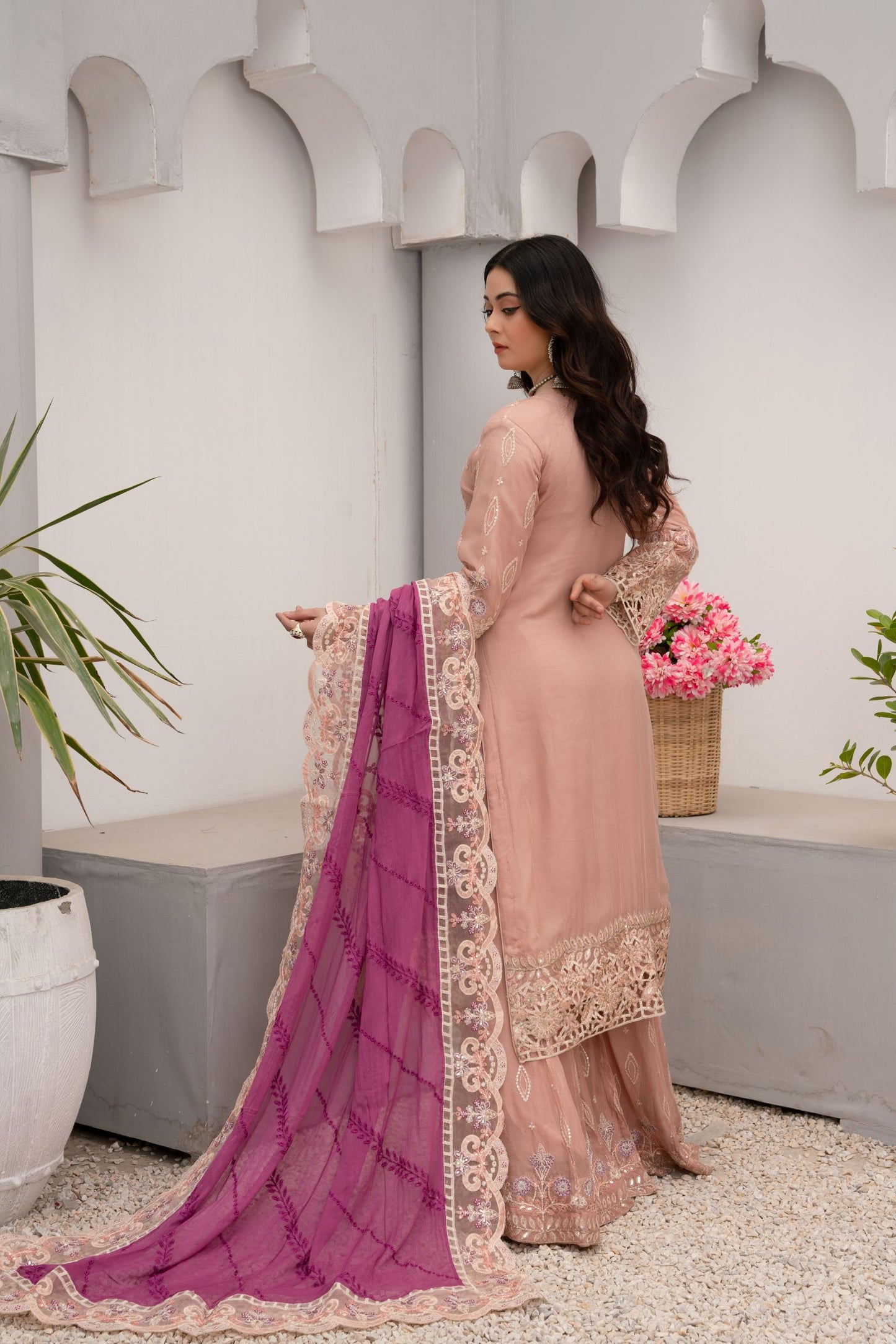 ZOON- Chiffon Shirt Sharara And Dopata ZC-2251