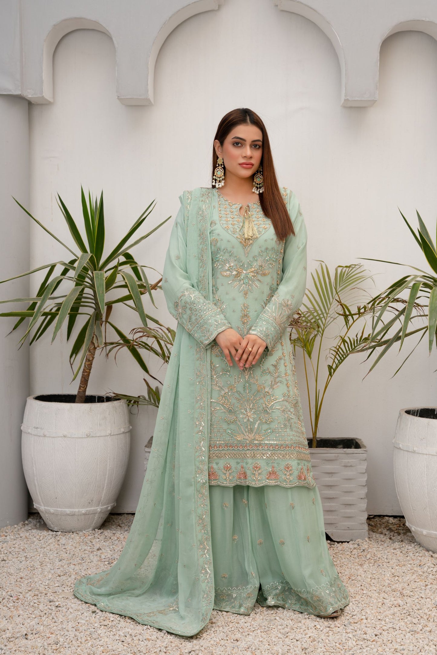 ZOON- Chiffon Shirt Sharara And Dopata ZC-238