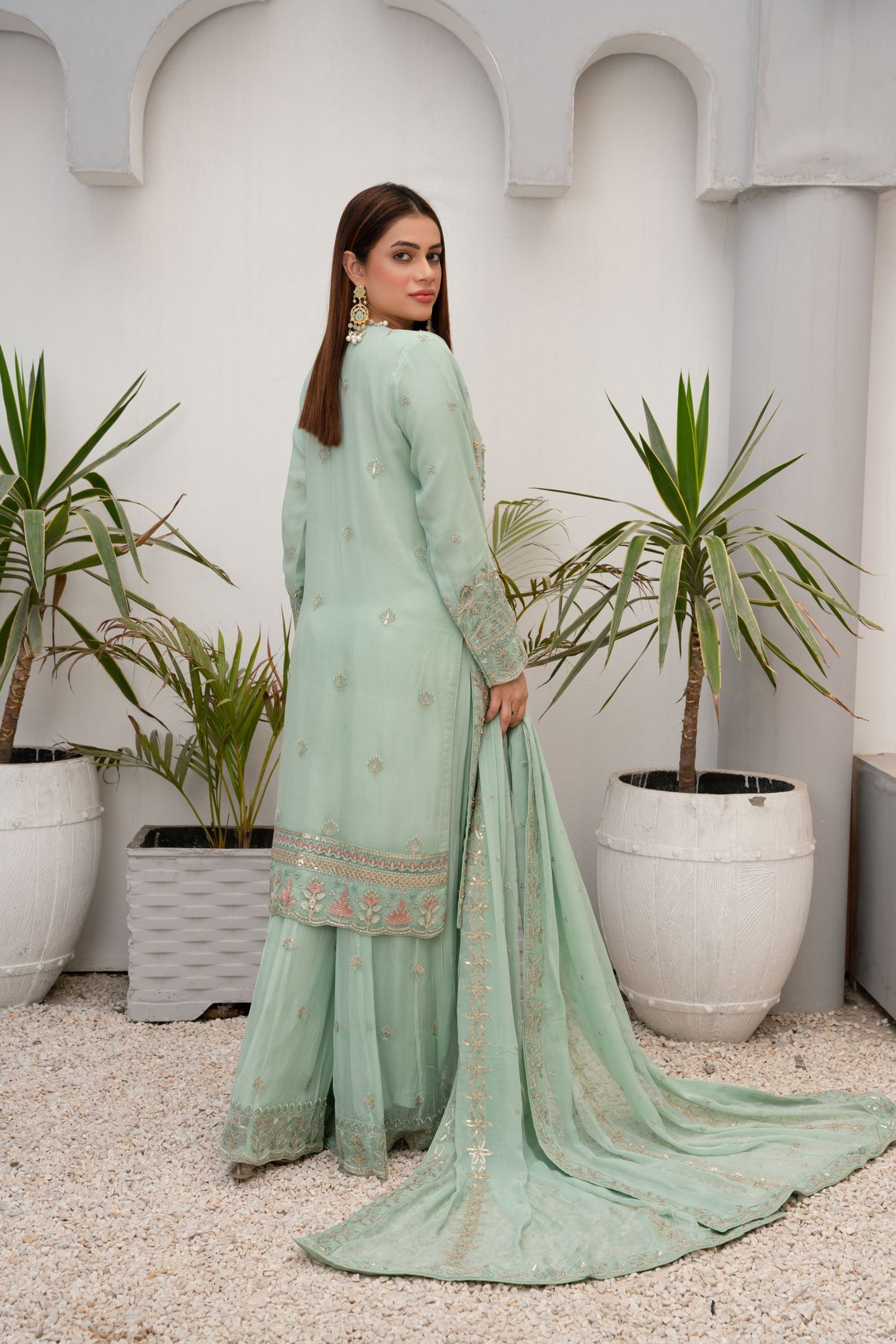 ZOON- Chiffon Shirt Sharara And Dopata ZC-238