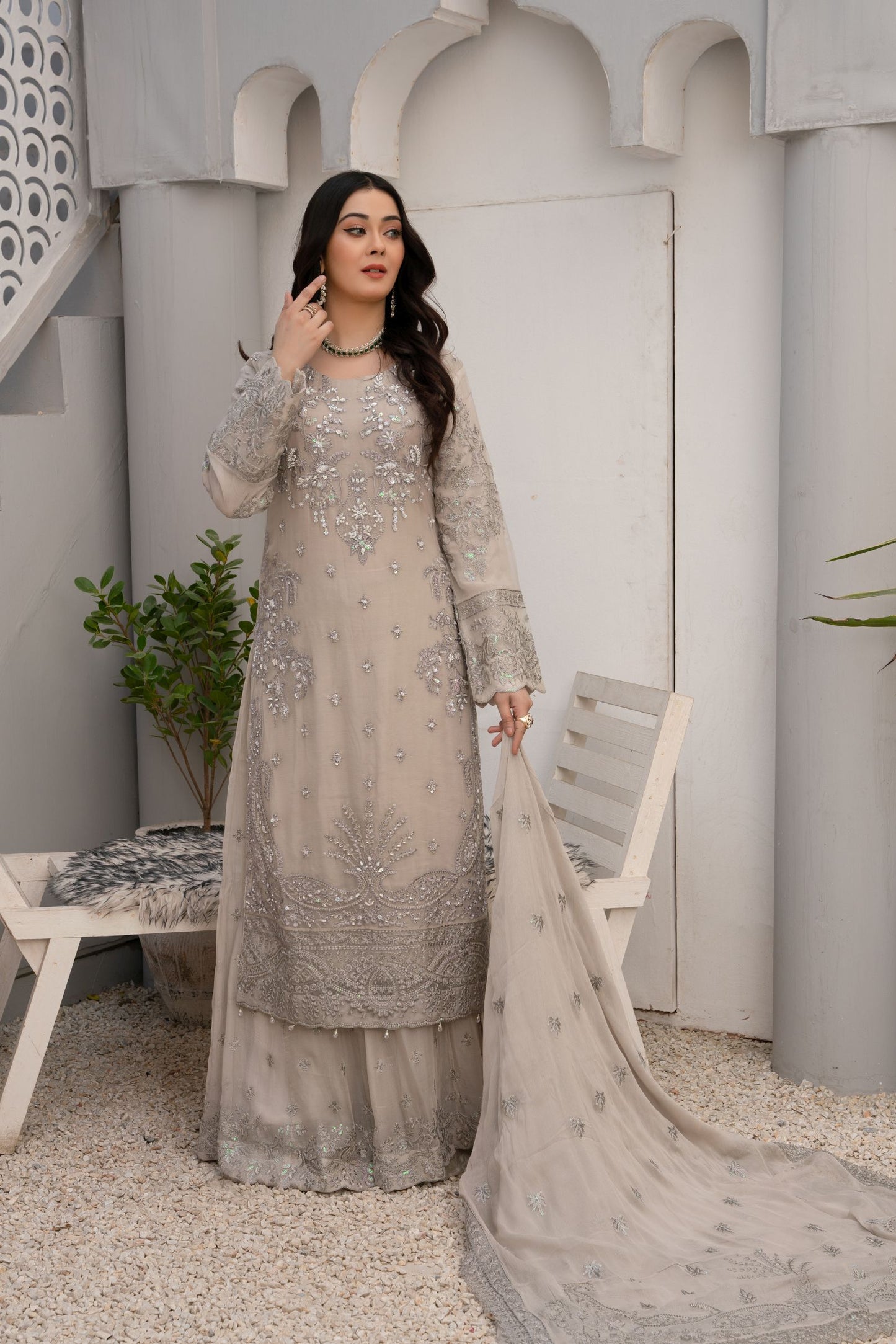 ZOON- Chiffon Shirt Sharara And Dupatta ZC-2242