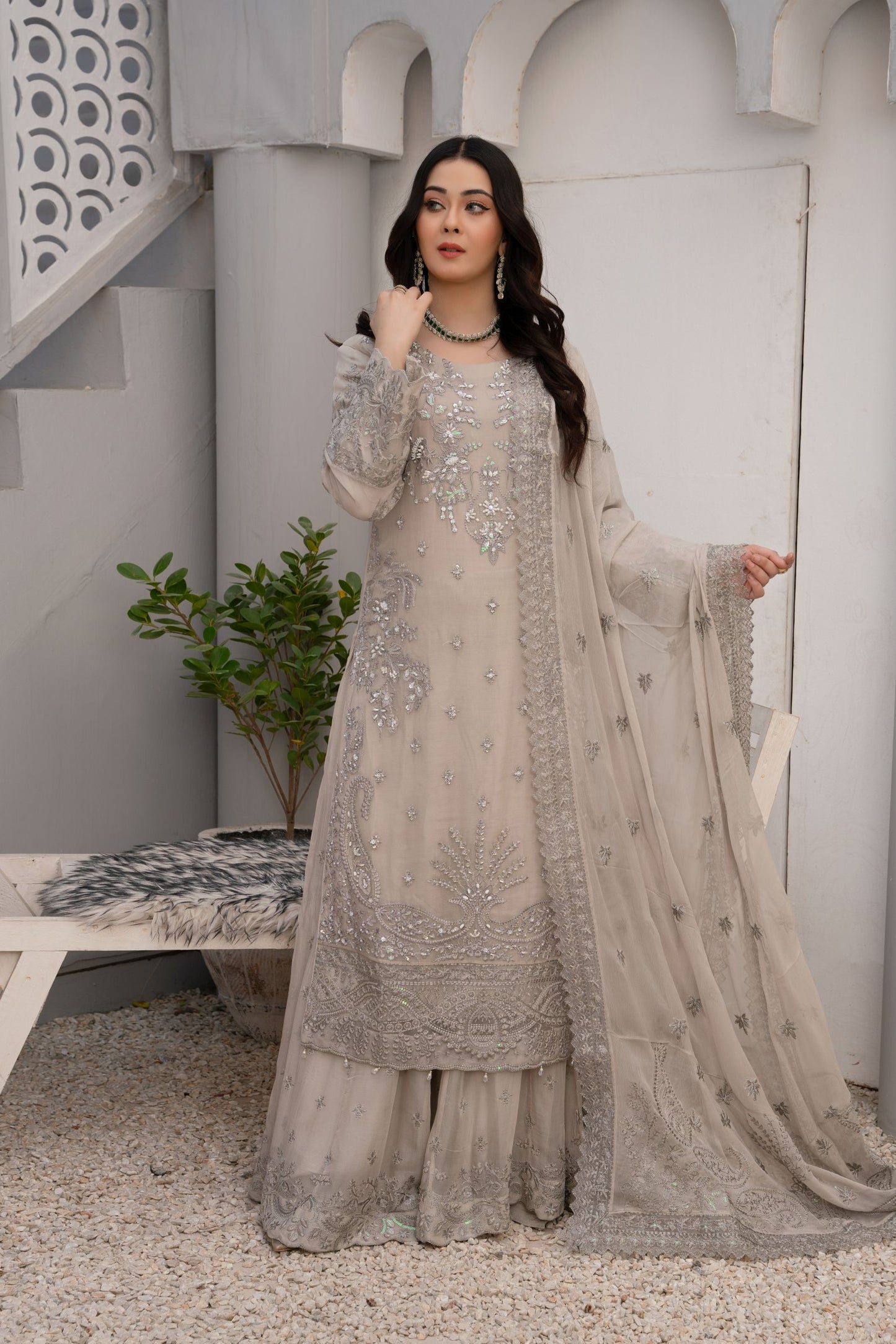 ZOON- Chiffon Shirt Sharara And Dupatta ZC-2242