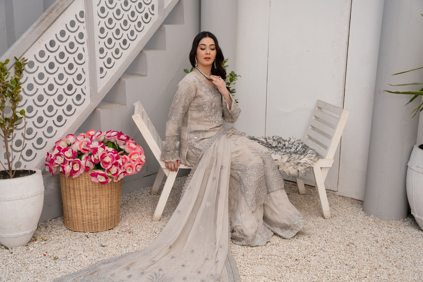 ZOON- Chiffon Shirt Sharara And Dupatta ZC-2242
