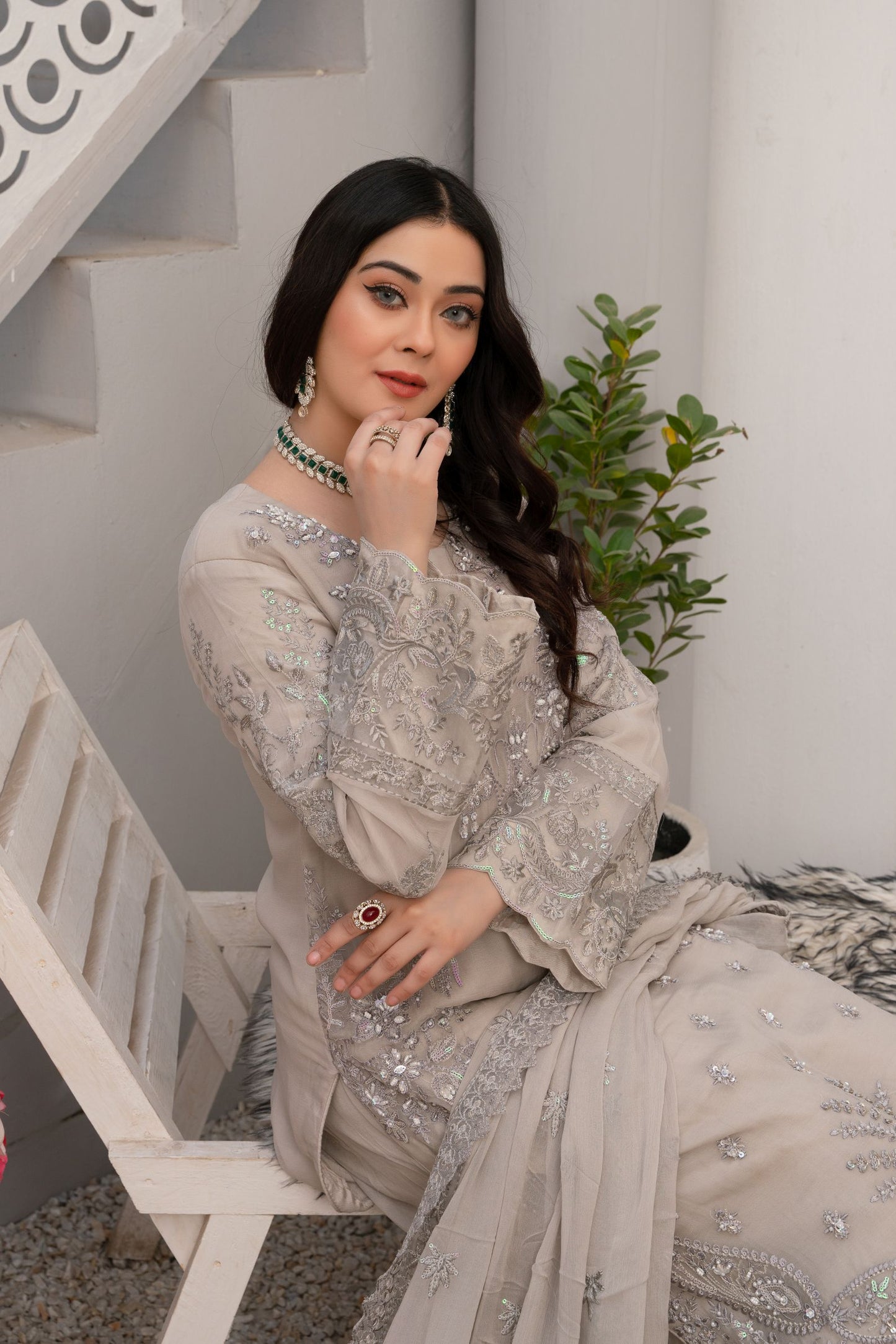 ZOON- Chiffon Shirt Sharara And Dupatta ZC-2242