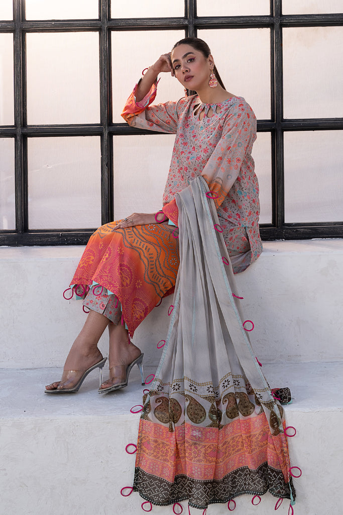 CHARIZMA C-PRINTS-3PC Lawn Shirt with Chiffon Dupatta and Trouser CP4-12