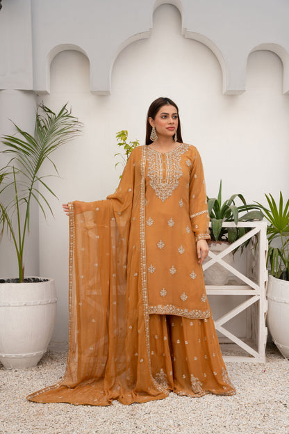 ZOON- Chiffon Shirt Sharara  And Dupatta ZC-2231