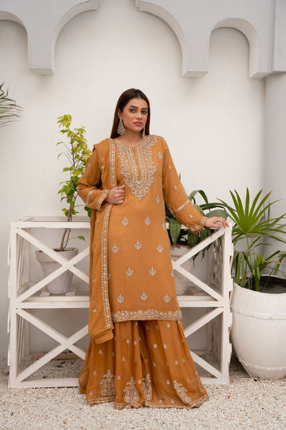 ZOON- Chiffon Shirt Sharara  And Dupatta ZC-2231