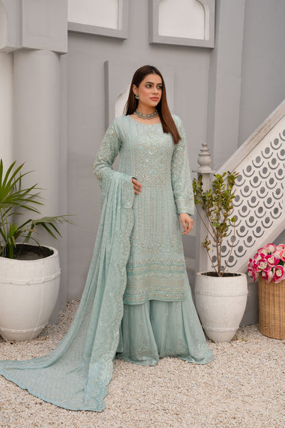 ZOON- Chiffon Shirt Sharara And Dupatta ZC-2072