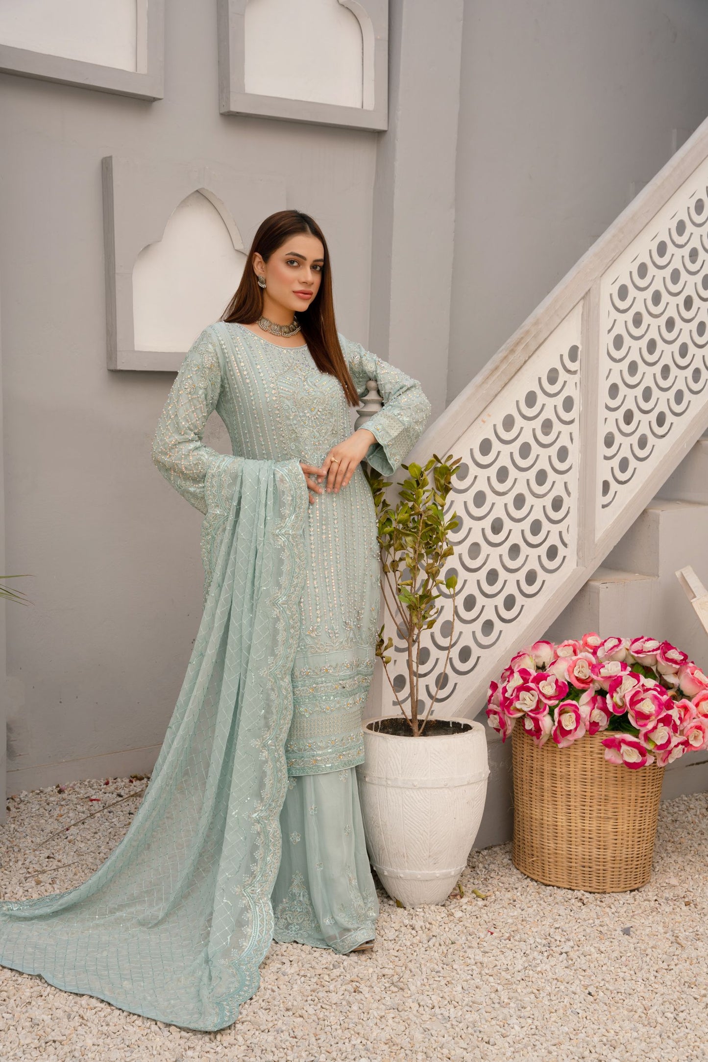 ZOON- Chiffon Shirt Sharara And Dupatta ZC-2072