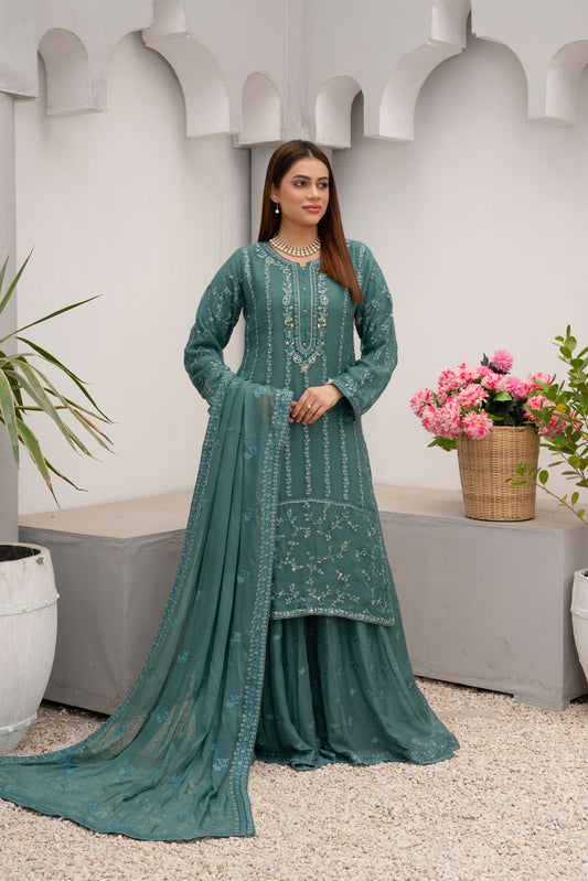 ZOON- Chiffon Shirt Sharara And Dupatta ZC-2229G