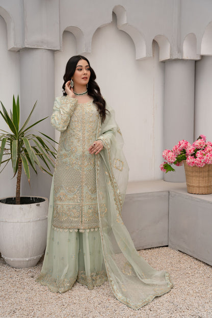 ZOON- Chiffon Shirt Sharara And Dupatta ZC-234