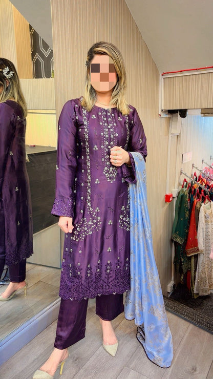 MAHNOOR-CASUAL SILK COLLECTION-MS-11O8-PURPLE